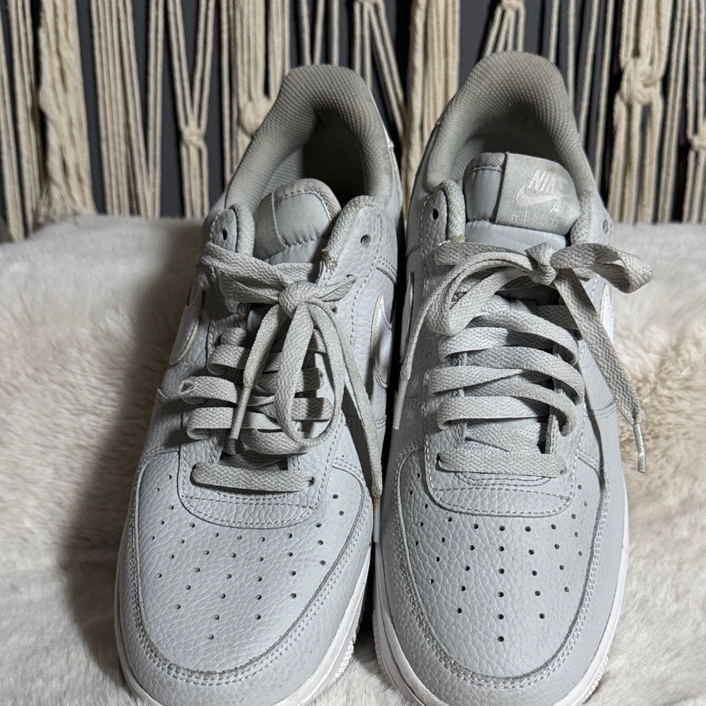 Nike Light Gray and White Air Force 1 Sneakers - Picture 4 of 6